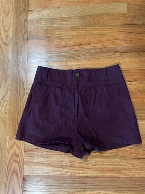 Anthropologie Maeve  size 31 Colette High-Waist Plum Cotton Blend Shorts